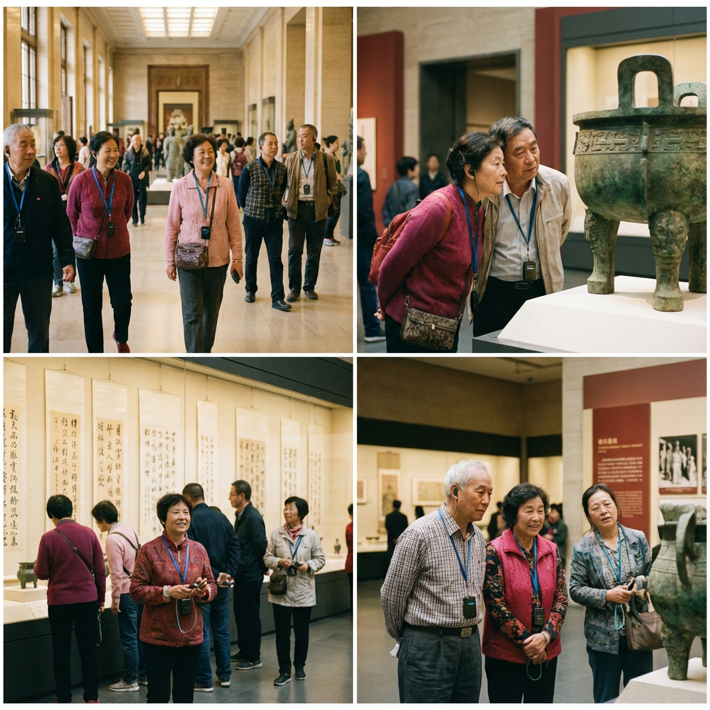 游客佩戴讲解器