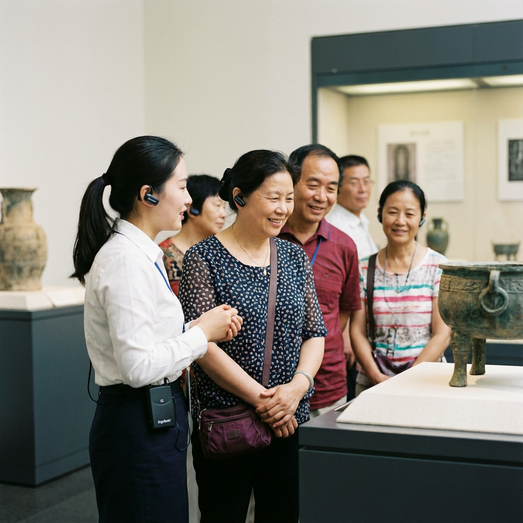 游客在博物馆听讲解