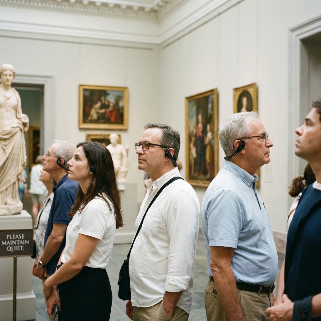 博物馆游客使用无线讲解器