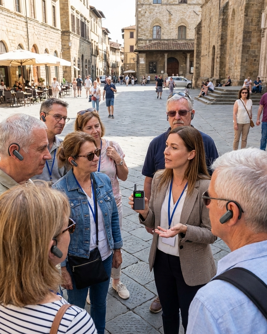 小镇广场游客用L8无线讲解器听讲解