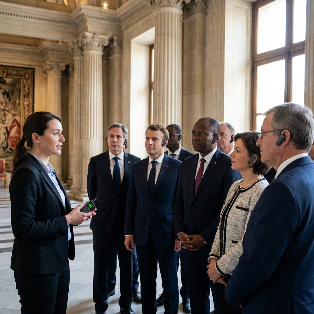 在政府接待场景，客户使用鹰米的无线讲解器